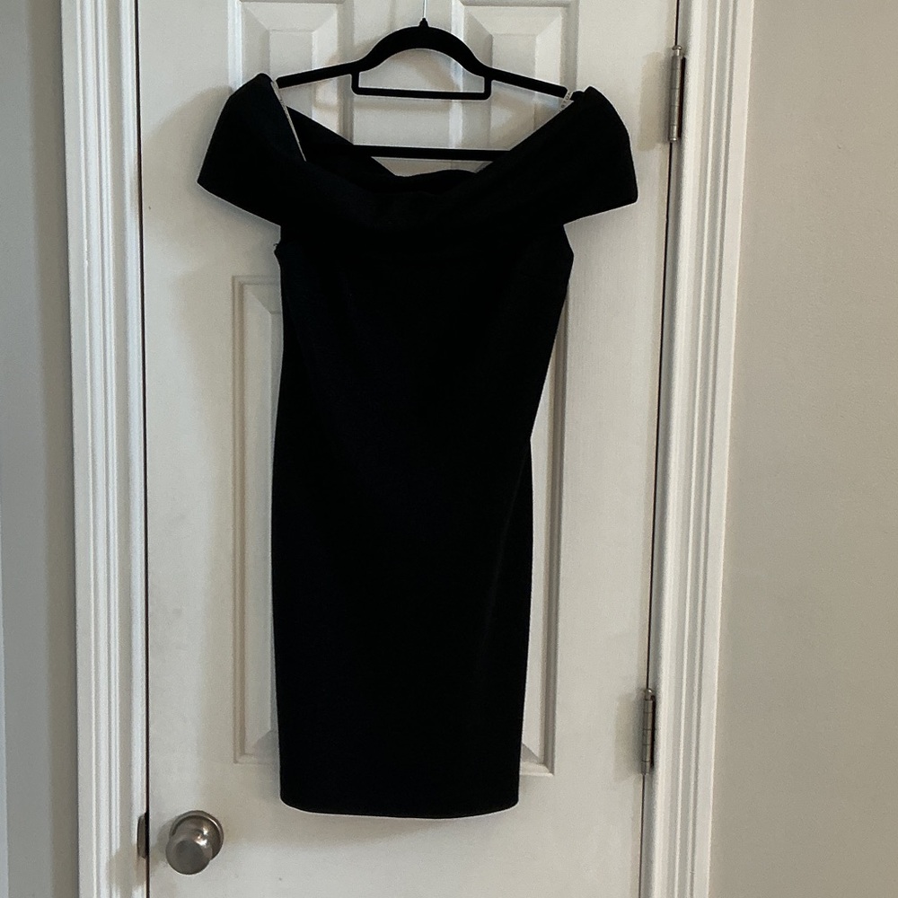 Halston Heritage Black Off-Shoulder Sheath Dress